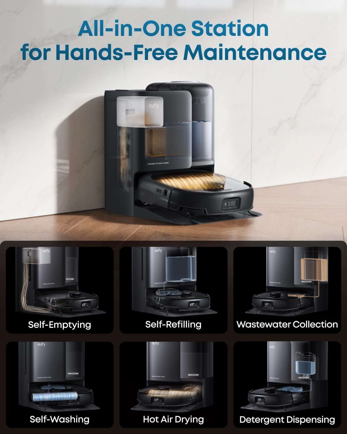 eufy Robot Vacuum – All-in-One Vacuum & Mop, 20,000 Pa Turbo Suction, HydroJet Roller Mop, AI Obstacle Avoidance, Zero-Tangle Design 13 eufy Robot Vacuum E25