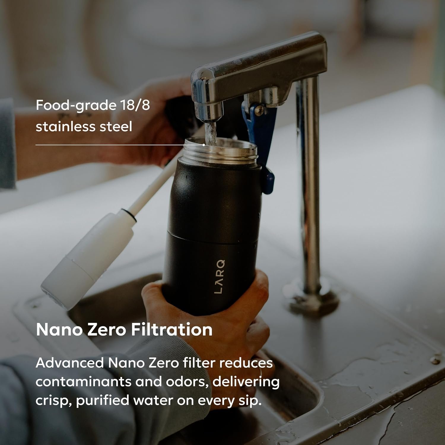 LARQ PureVis 2 – UV Water Purifier, Self-Cleaning, App Hydration Tracking, Double-Wall Insulated, Filter Straw, Detachable Handle 14 LARQ PureVis 2 – UV Water Purifier, Self-Cleaning, App Hydration Tracking, Double-Wall Insulated, Filter Straw, Detachable Handle - Image 8