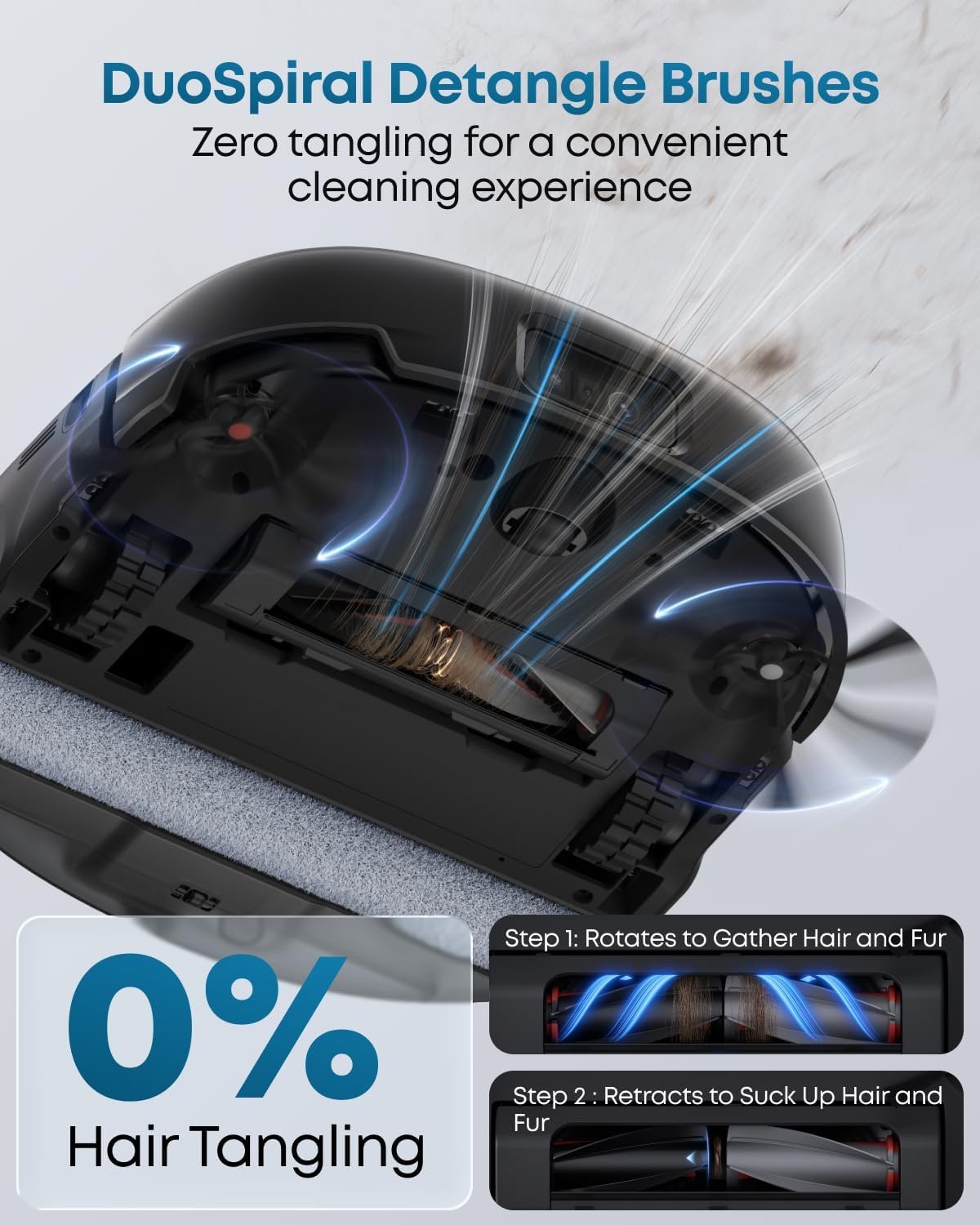 eufy Robot Vacuum – All-in-One Vacuum & Mop, 20,000 Pa Turbo Suction, HydroJet Roller Mop, AI Obstacle Avoidance, Zero-Tangle Design 11 eufy Robot Vacuum – All-in-One Vacuum & Mop, 20,000 Pa Turbo Suction, HydroJet Roller Mop, AI Obstacle Avoidance, Zero-Tangle Design - Image 5