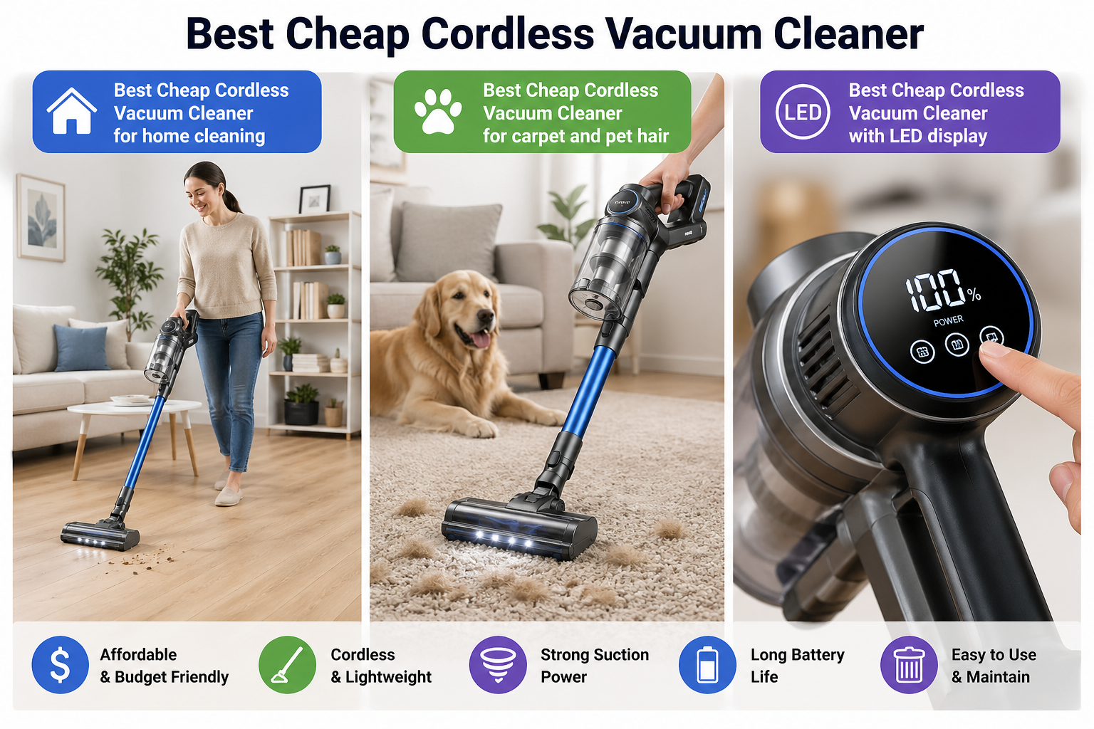 Best Cheap Cordless Vacuum Cleaner for carpet and pet hair
